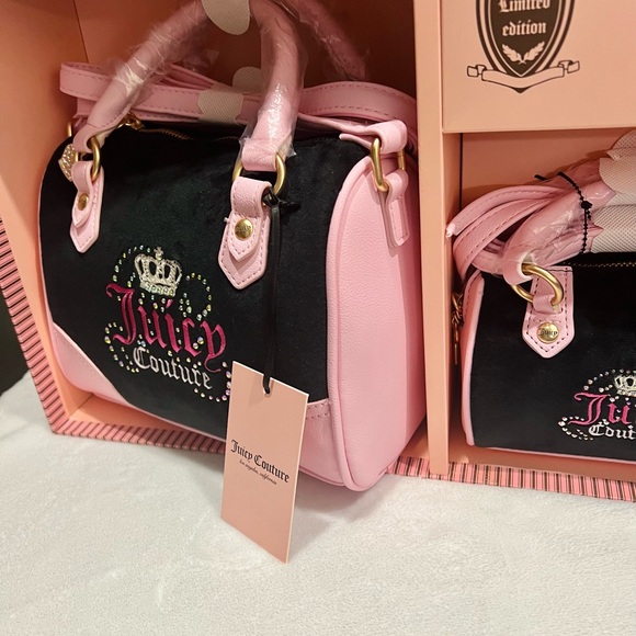 Juicy Couture Limited Edition Heritage Speedy 2-Pc Satchel bags Set black pink - Picture 7 of 13